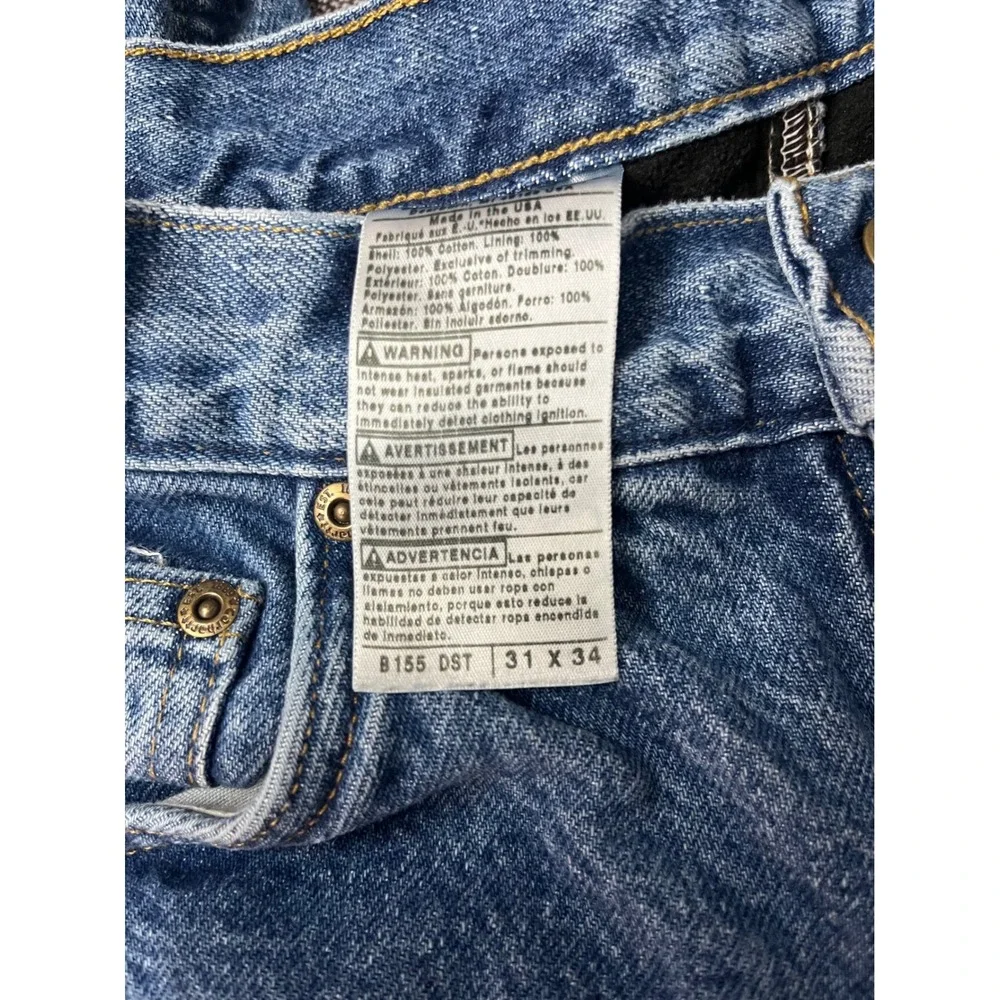 Carhartt Fleece Lined Denim Jeans Mens 31x34 Blue Made in USA Workwear - Picture 7 of 7